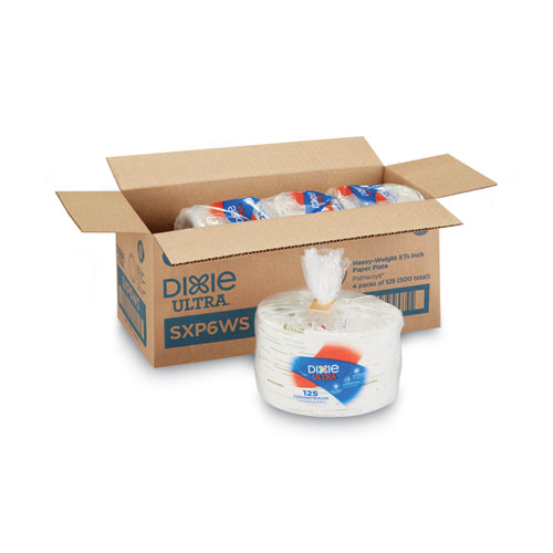 Picture of Pathways Soak Proof Shield  Heavyweight Paper Plates, WiseSize, 5.88" dia, Green/Burgundy, 500/Carton