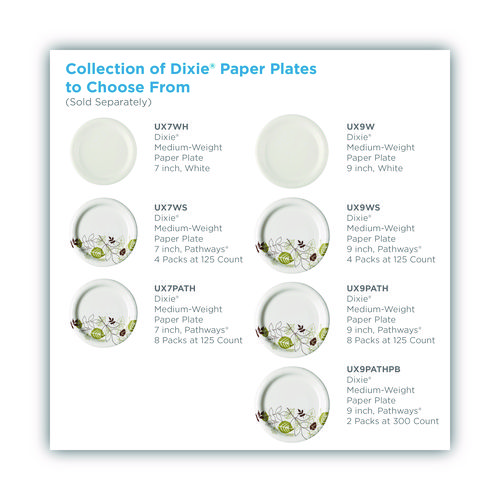 Picture of Pathways Soak-Proof Shield Mediumweight Paper Plates, 8.5" dia, Green/Burgundy, 1,000/Carton