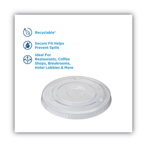 Picture of Cold Drink Cup Lids, Fits 16 oz Plastic Cold Cups, Clear, 100/Sleeve, 10 Sleeves/Carton