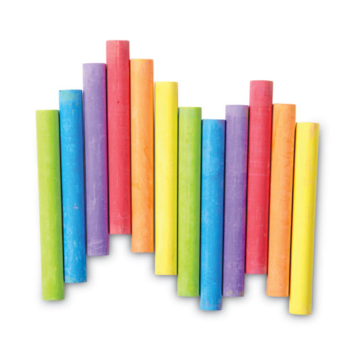 Picture of Chalk, 3" x 0.38" Diameter, 6 Assorted Colors, 12 Sticks/Box