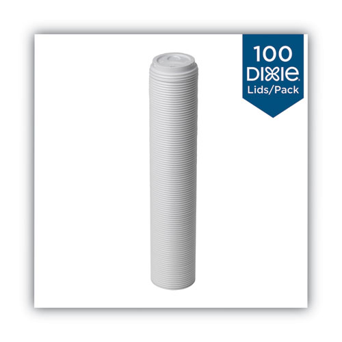 Picture of Dome Drink-Thru Lids, Fits 10 oz to 20 oz Dixie Paper Hot Cups, White, 100/Pack