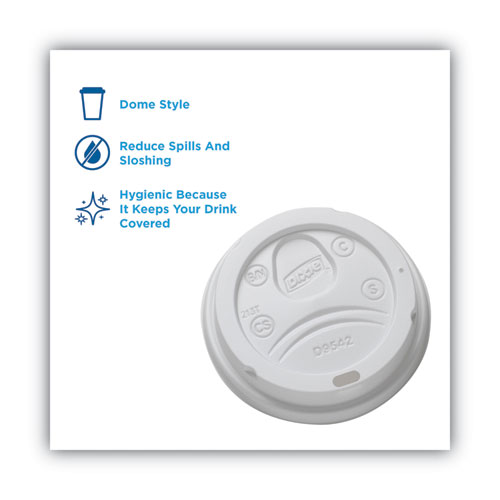 Picture of Dome Drink-Thru Lids, Fits 10 oz to 16 oz Paper Hot Cups, White, 1,000/Carton