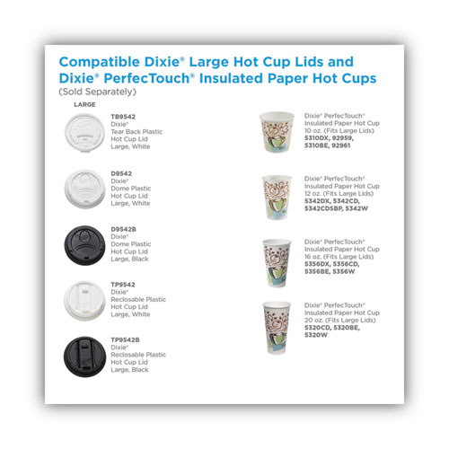 Picture of Dome Drink-Thru Lids, Fits 10 oz to 20 oz Dixie Paper Hot Cups, White, 100/Pack