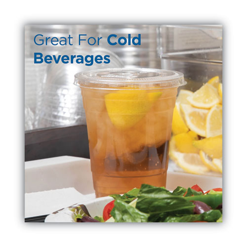 Picture of Cold Drink Cup Lids, Fits 16 oz Plastic Cold Cups, Clear, 100/Sleeve, 10 Sleeves/Carton