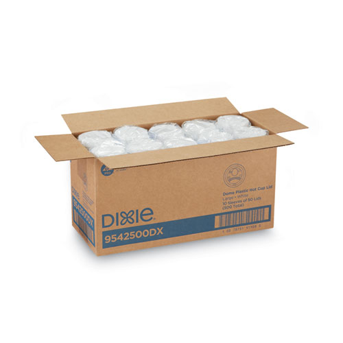 Picture of White Dome Lid Fits 10 oz to 16 oz Perfectouch Cups, 12 oz to 20 oz Hot Cups, WiseSize, 500/Carton