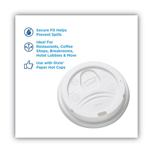 Picture of Sip-Through Dome Hot Drink Lids, Fits 10 oz Cups, White, 100/Pack, 10 Packs/Carton