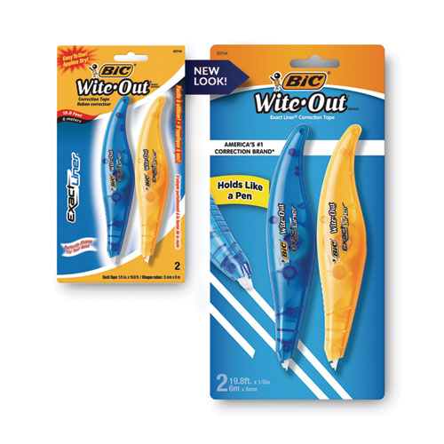 Picture of Wite-Out Brand Exact Liner Correction Tape, Non-Refillable, Blue/Orange Applicators, 0.2" x 236", 2/Pack