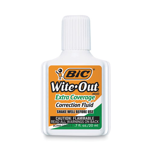 Picture of Wite-Out Extra Coverage Correction Fluid, 20 mL Bottle, White, Dozen