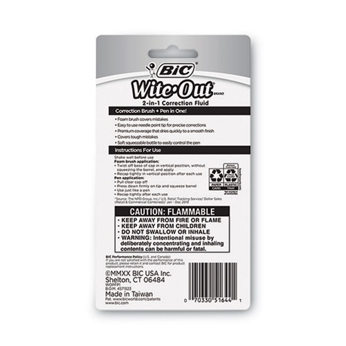 Picture of Wite-Out 2-in-1 Correction Fluid, 15 mL Bottle, White