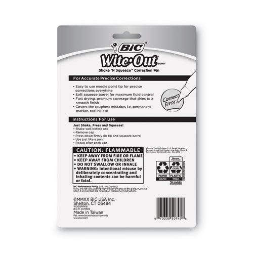 Picture of Wite-Out Shake 'n Squeeze Correction Pen, 8 mL, White, 4/Pack