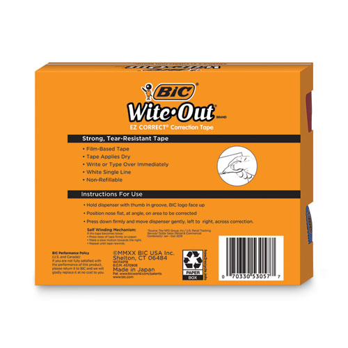 Picture of Wite-Out EZ Correct Correction Tape Value Pack, Non-Refillable, Randomly Assorted Applicator Colors, 0.17" x 472", 18/Pack