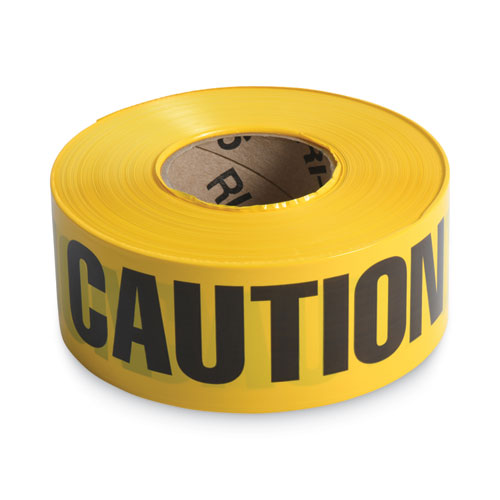 Picture of Caution Barricade Safety Tape, 3" x 1,000 ft, Black/Yellow