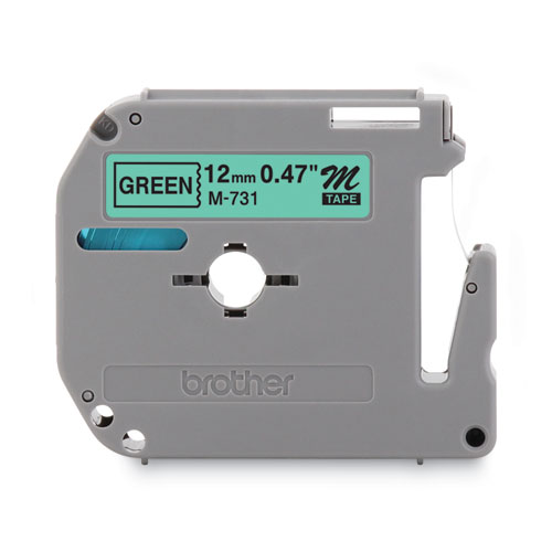 Picture of M Series Tape Cartridge for P-Touch Labelers, 0.47" x 26.2 ft, Black on Green