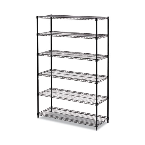 Picture of NSF Certified 6-Shelf Wire Shelving Kit, 48w x 18d x 72h, Black
