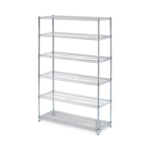 Picture of NSF Certified 6-Shelf Wire Shelving Kit, 48w x 18d x 72h, Silver