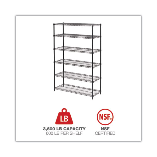 Picture of NSF Certified 6-Shelf Wire Shelving Kit, 48w x 18d x 72h, Black Anthracite