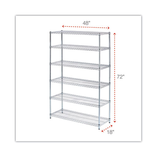 Picture of NSF Certified 6-Shelf Wire Shelving Kit, 48w x 18d x 72h, Silver