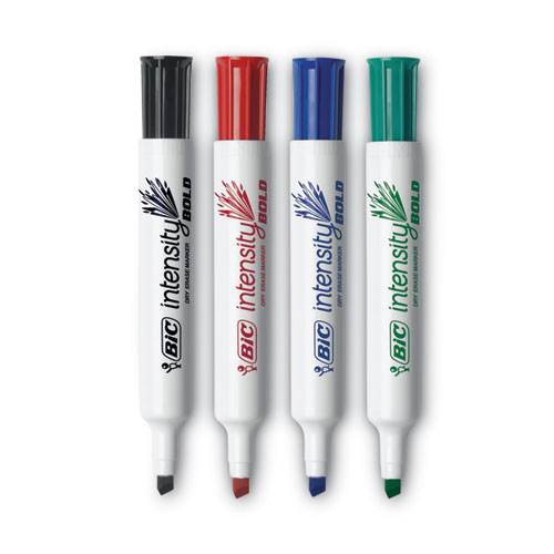 Picture of Intensity Bold Tank-Style Dry Erase Marker, Broad Chisel Tip, Assorted Colors, 4/Set