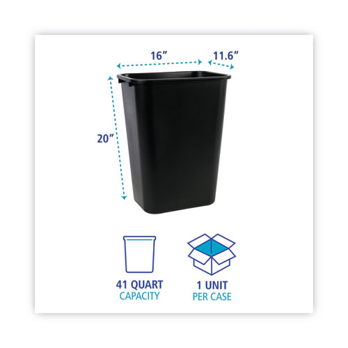 Picture of Soft-Sided Wastebasket, 41 qt, Plastic, Black