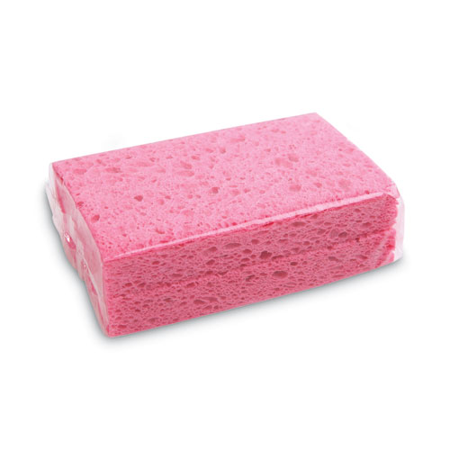 Picture of Small Cellulose Sponge, 3.6 x 6.5, 0.9" Thick, Pink, 2/Pack, 24 Packs/Carton