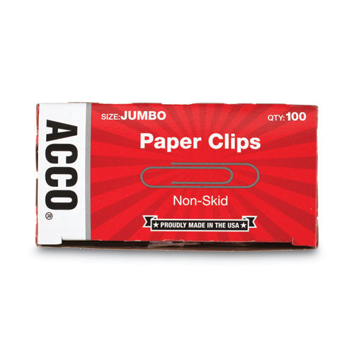 Picture of Paper Clips, Jumbo, Nonskid, Silver, 100 Clips/Box, 10 Boxes/Pack