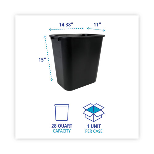 Picture of Soft-Sided Wastebasket, 28 qt, Plastic, Black