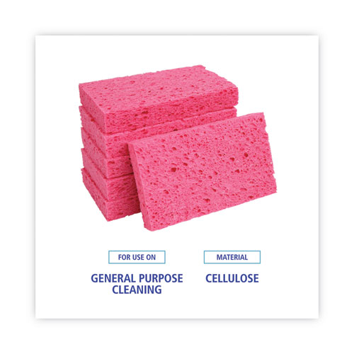 Picture of Small Cellulose Sponge, 3.6 x 6.5, 0.9" Thick, Pink, 2/Pack, 24 Packs/Carton