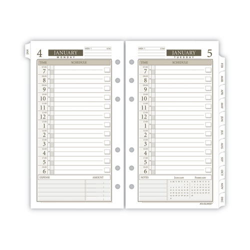 Picture of 1-Page-Per-Day Planner Refills, 6.75 x 3.75, White Sheets, 12-Month (Jan to Dec): 2024