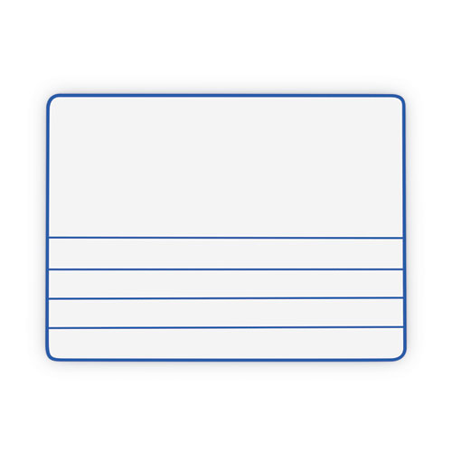 Picture of Dry Erase Student Boards, Ruled for Handwriting Practice, 12" x 9", Blue/White Surface, 10/Set