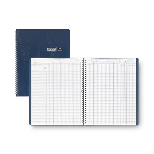 Picture of Recycled Class Record Book, 8 Classes, 35 Students, 9 to 10 Week Terms, 40-Week Span, Blue Cover, 11 x 8.5 Sheets