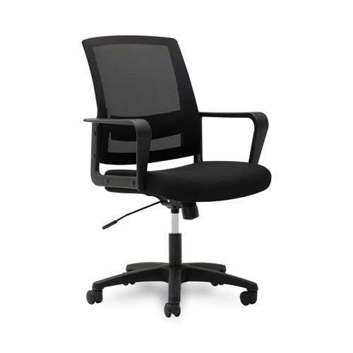 Picture of Mesh Mid-Back Chair, Supports Up to 225 lb, 17" to 21.5" Seat Height, Black