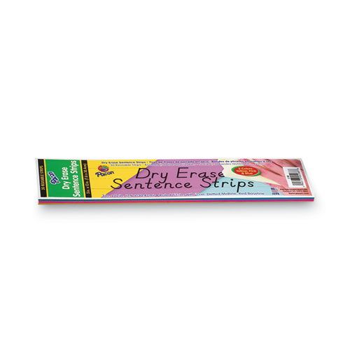 Picture of Dry Erase Sentence Strips, 12 x 3, Blue; Pink; Yellow, 30/Pack