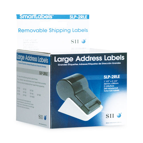 Picture of SLP-2RLE Self-Adhesive Large Address Labels, 1.5" x 3.5", White, 260 Labels/Roll, 2 Rolls/Box