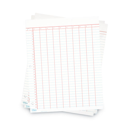 Picture of Data Pad with Numbered Column Headings, Data/Lab-Record Format, Wide/Legal Rule, 10 Columns, 8.5 x 11, White, 50 Sheets
