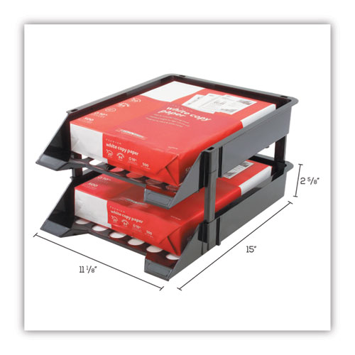 Picture of SuperTray Countertop Tray Set, 2 Sections, Letter to Legal Size Files, 11" x 14.88" x 2.5", Black, 2/Pack