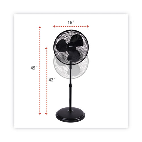 Picture of 16" 3-Speed Oscillating Pedestal Stand Fan, Metal, Plastic, Black