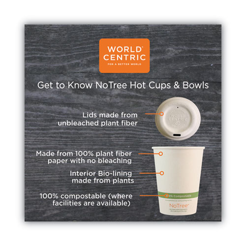 Picture of No Tree Paper Bowls, 24 oz, 4.4" Diameter x 4.5"h, Natural, Sugarcane, 500/Carton