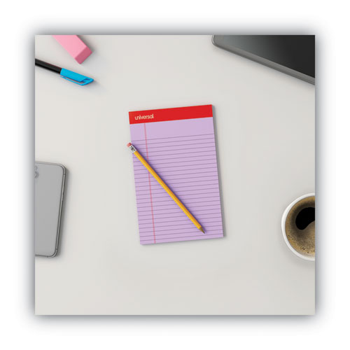 Picture of Colored Perforated Ruled Writing Pads, Narrow Rule, 50 Orchid 5 x 8 Sheets, Dozen