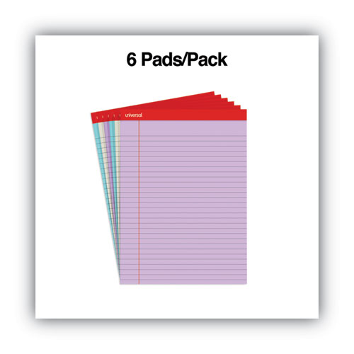 Picture of Colored Perforated Ruled Writing Pads, Wide/Legal Rule, 50 Assorted Color 8.5 x 11.75 Sheets, 6/Pack