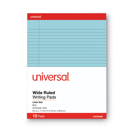 Picture of Colored Perforated Ruled Writing Pads, Wide/Legal Rule, 50 Blue 8.5 x 11 Sheets, Dozen