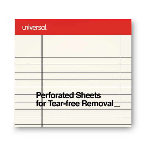 Picture of Colored Perforated Ruled Writing Pads, Letter Size Pad (8.5 x 11.75), Wide/Legal Rule, 50 Ivory 8.5 x 11 Sheets, Dozen