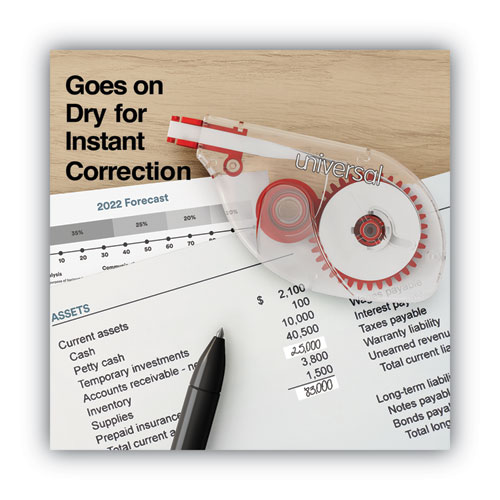 Picture of Side-Application Correction Tape, Transparent Gray/Red Applicator, 0.2" x 393", 2/Pack