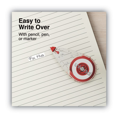 Picture of Correction Tape, Mini Economy, Non-Refillable, Clear/Red Applicator, 0.25" x 275", 10/Pack