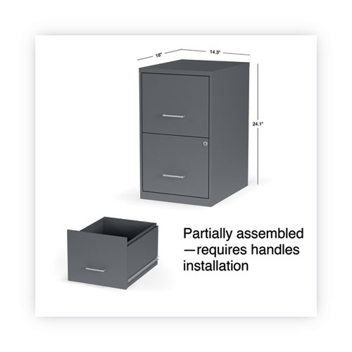 Picture of Soho Vertical File Cabinet, 2 Drawers: File/File, Letter, Charcoal, 14" x 18" x 24.1"