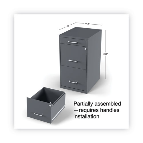 Picture of Soho Vertical File Cabinet, 3 Drawers: Pencil/File/File, Letter, Charcoal, 14" x 18" x 26.9"