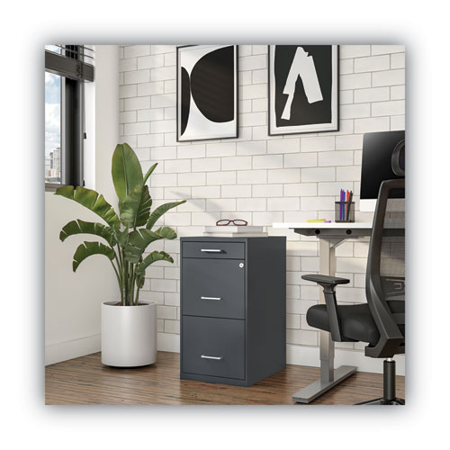 Picture of Soho Vertical File Cabinet, 3 Drawers: Pencil/File/File, Letter, Charcoal, 14" x 18" x 26.9"