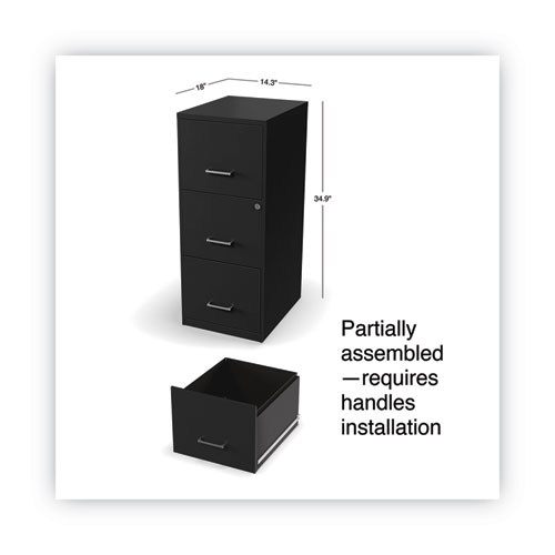 Picture of Soho Vertical File Cabinet, 3 Drawers: File/File/File, Letter, Black, 14" x 18" x 34.9"