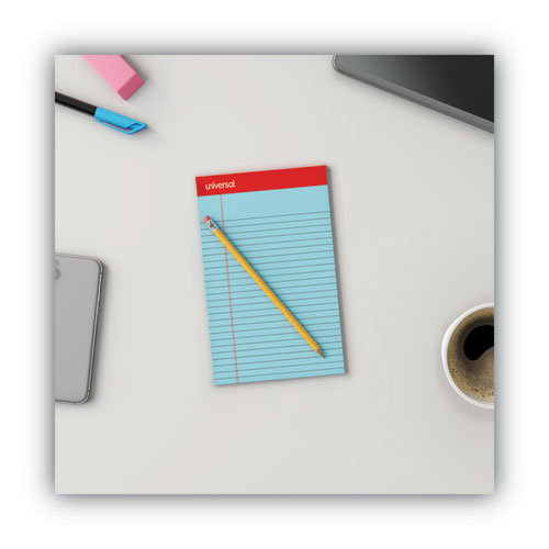 Picture of Colored Perforated Ruled Writing Pads, Narrow Rule, 50 Blue 5 x 8 Sheets, Dozen