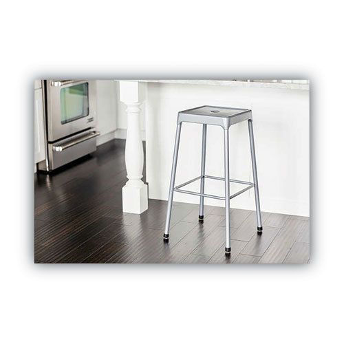Picture of Counter-Height Steel Stool, Backless, Supports Up to 250 lb, 25" Seat Height, Silver