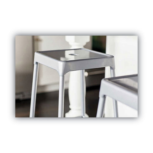 Picture of Counter-Height Steel Stool, Backless, Supports Up to 250 lb, 25" Seat Height, Silver